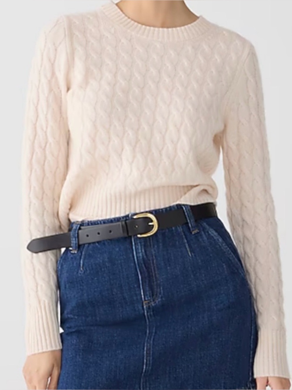 J. Crew Women’s Cashmere Cable Knit Crewneck Sweater Ivory BM214 Size Small NWT